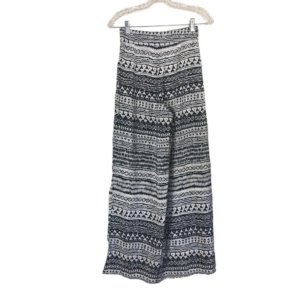 Bishop + Young Size XS Palazzo Pants Black White Desert Zen Wide Leg 0 2 NEW NWT